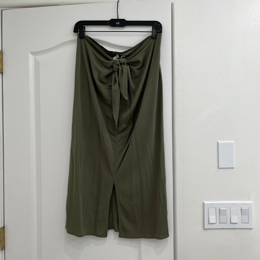 Avec Les Filles Khaki Green Tie Skirt - NWT - Size Small